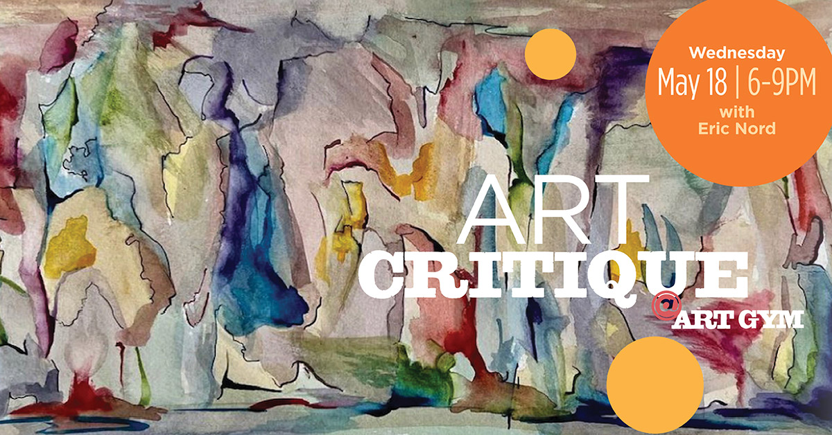 Colorful Abstract Watercolor Painting next to info graphic about Public Art Critique